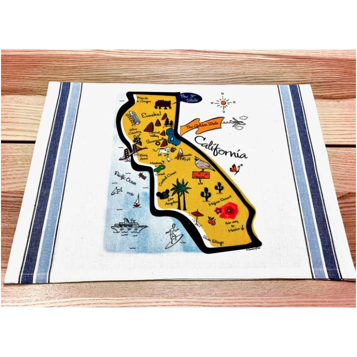 California Map Kitchen-Tea Towel - Zinnias Gift Boutique