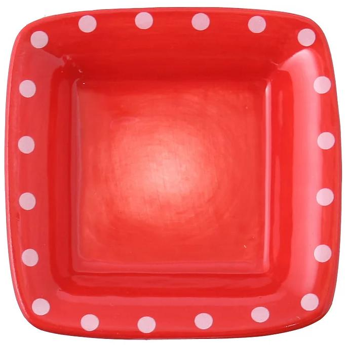 Mini Square Bowl - Red With Dots - Zinnias Gift Boutique