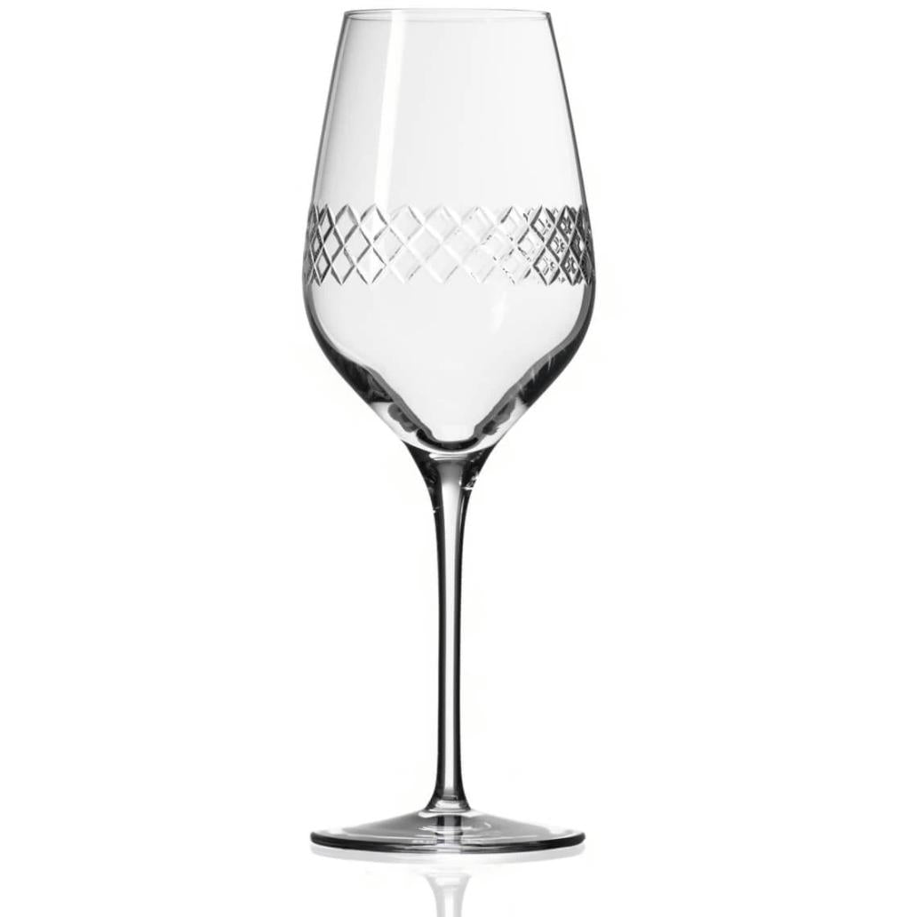 Diamond 14.75oz White Wine Glasses - Set of 4 - Zinnias Gift Boutique