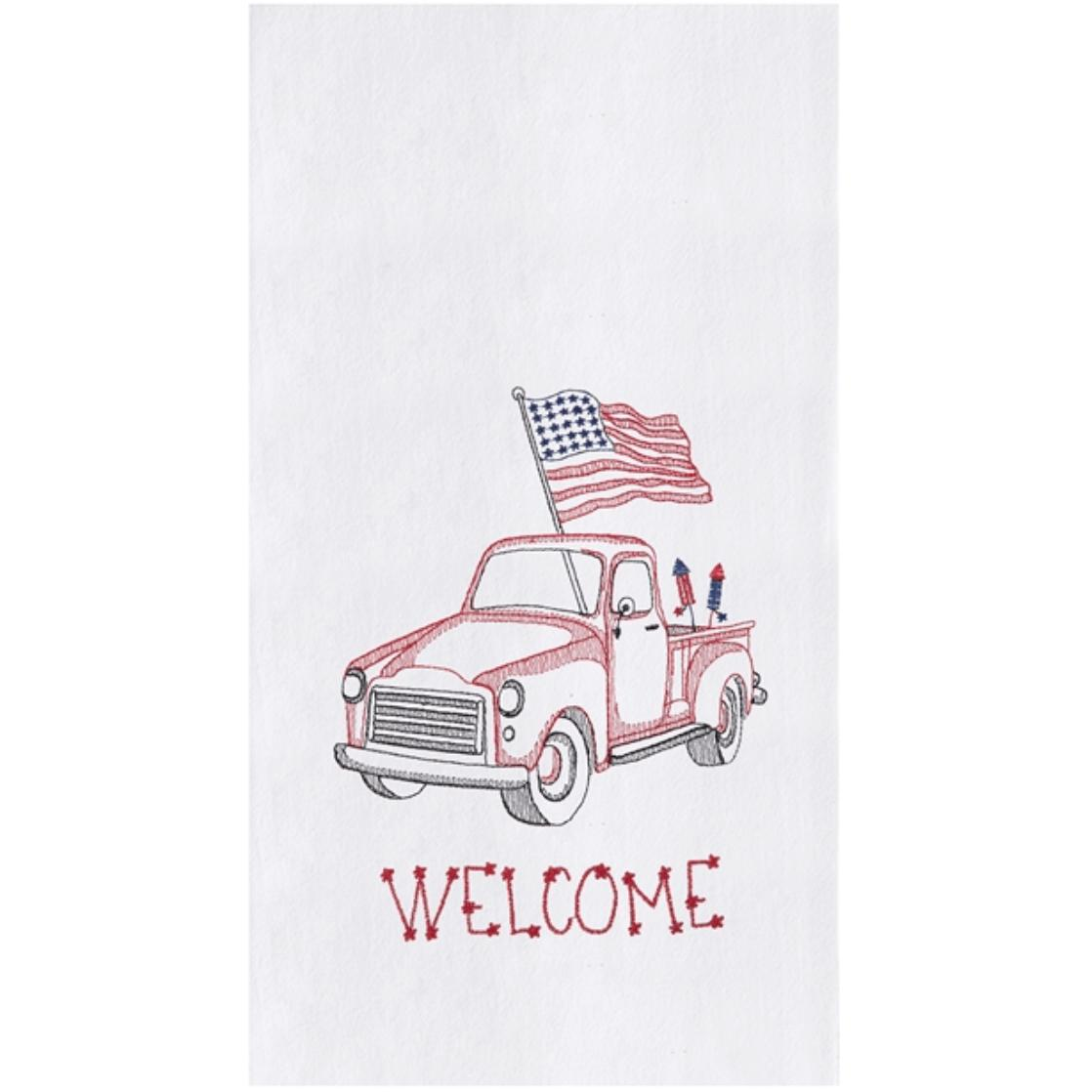 Patriotic Red Truck Towel - Zinnias Gift Boutique