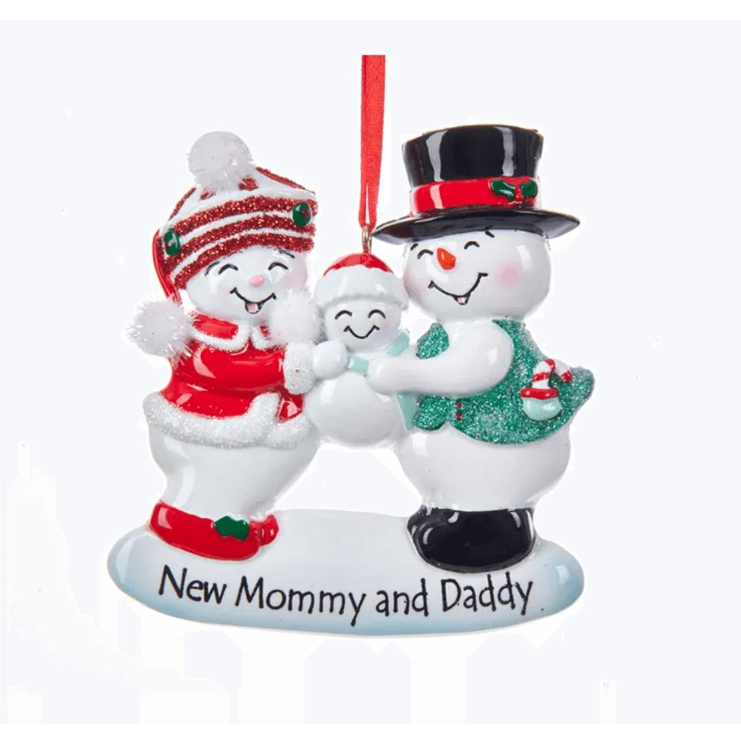 New Mommy and Daddy Snow Family Ornament - Zinnias Gift Boutique