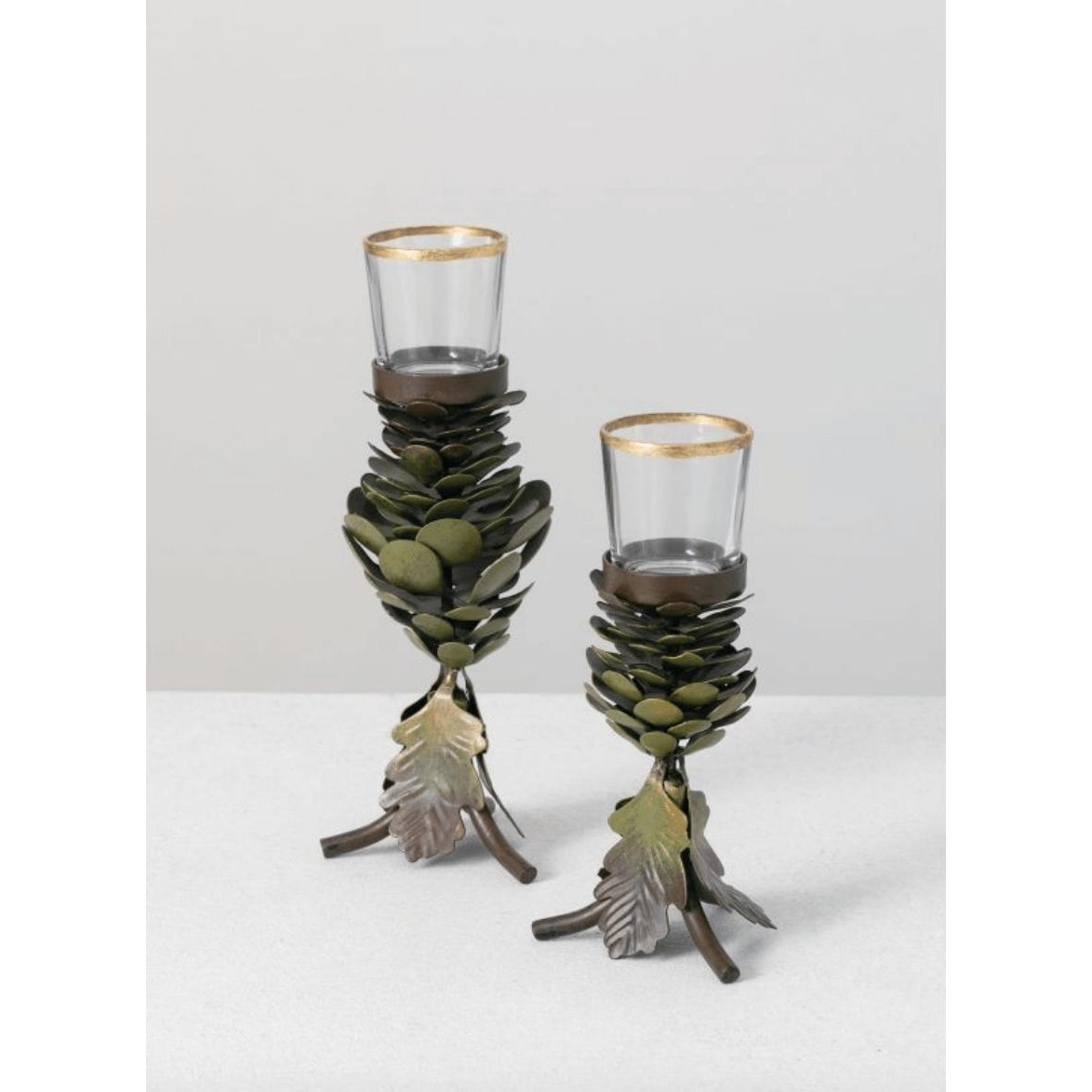 Pinecone Candle Holder Set - Zinnias Gift Boutique