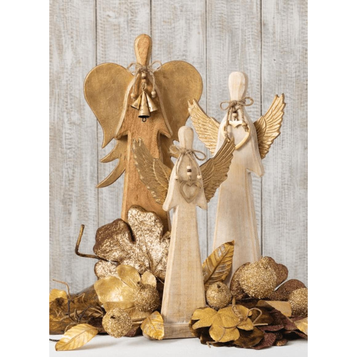 Handcrafted Wood Tabletop Angel Set - Zinnias Gift Boutique