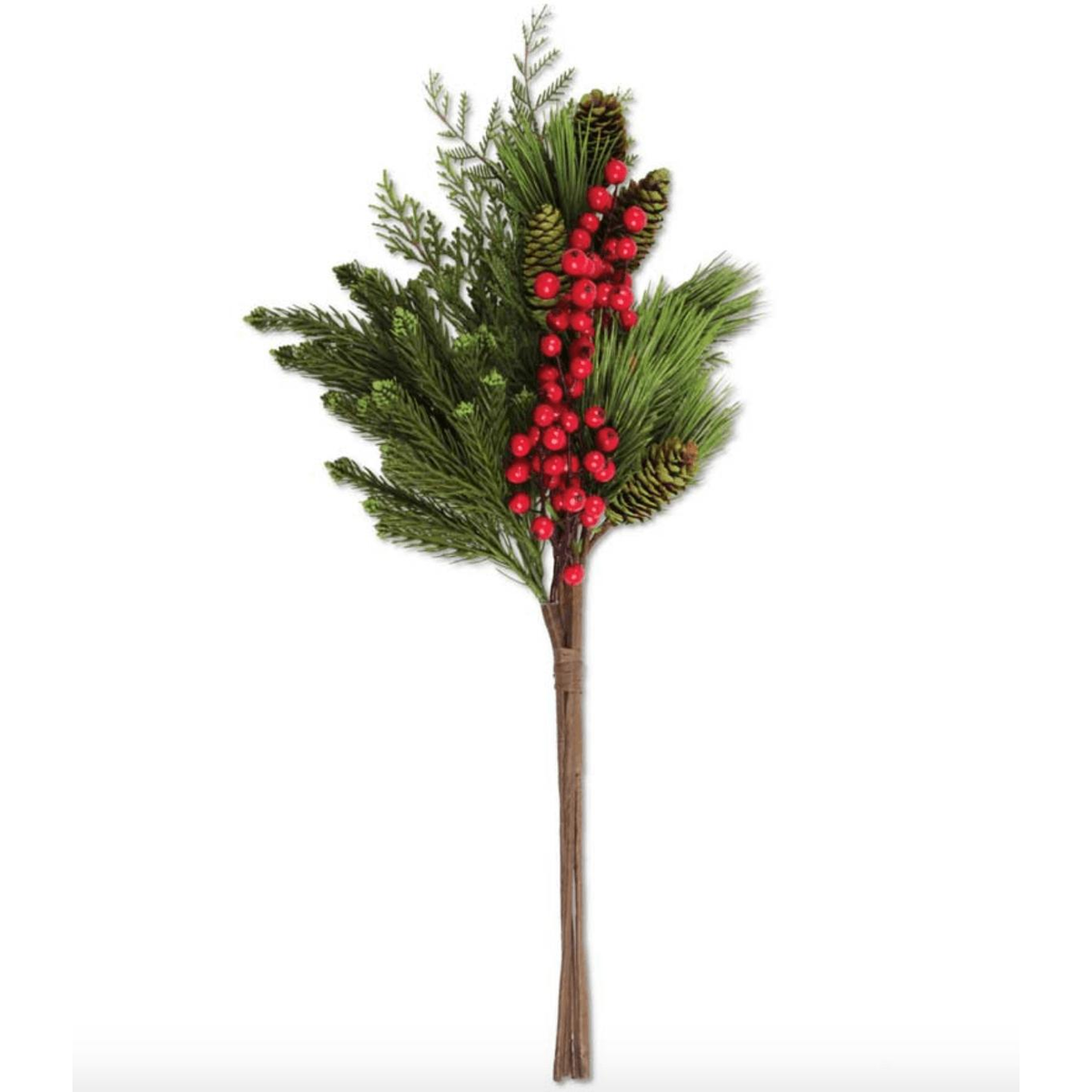 Pine Cypress Mixed Bush w-Red Berries &amp; Green Pinecone - Zinnias Gift Boutique