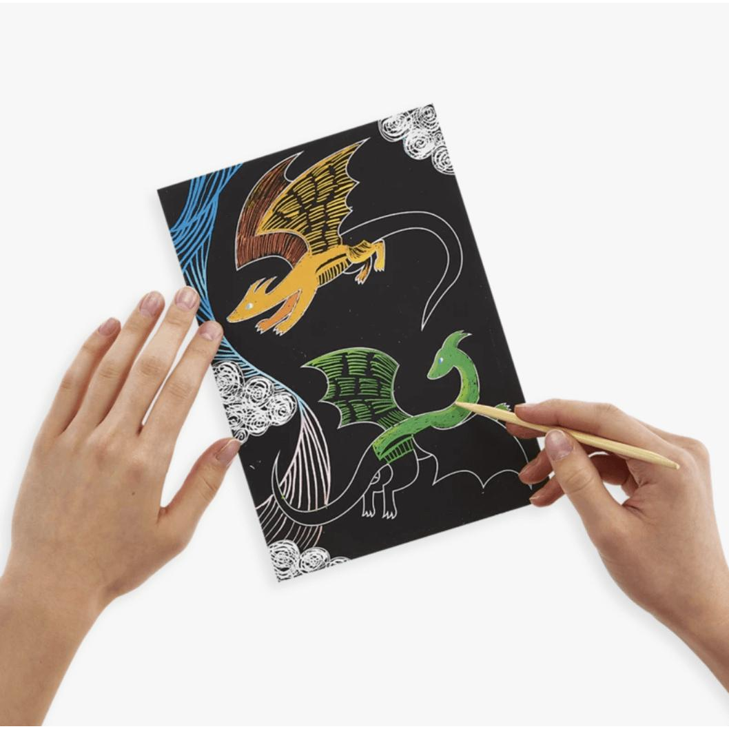 fantastic dragon scratch and scribble scratch art kit - Zinnias Gift Boutique