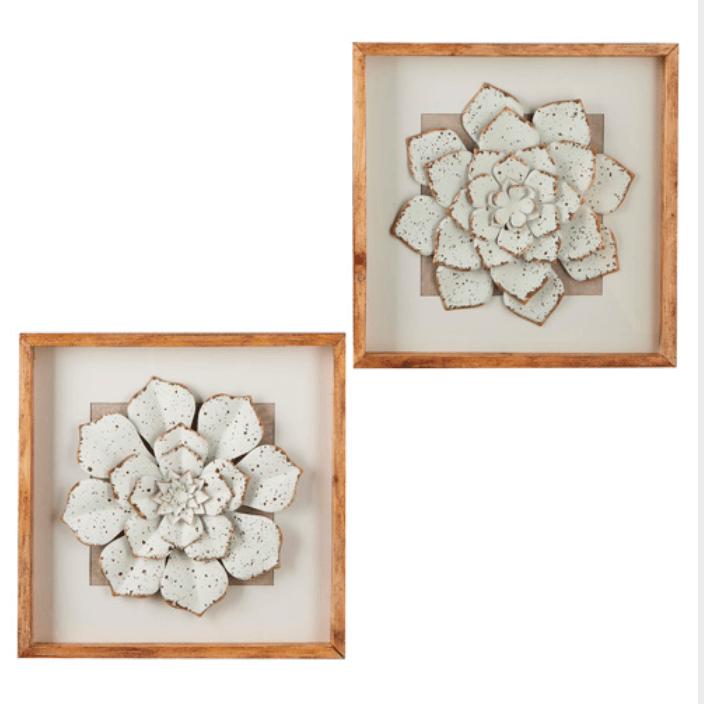 Metal Succulent Framed Art set of 2 - Zinnias Gift Boutique