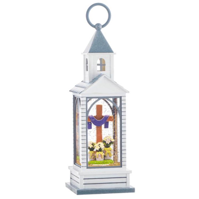 Cross and Lilies Lighted Water Chapel - Zinnias Gift Boutique