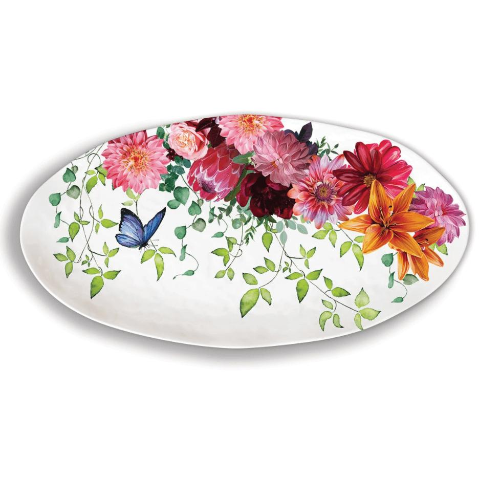 Sweet Floral Oval Platter - Zinnias Gift Boutique