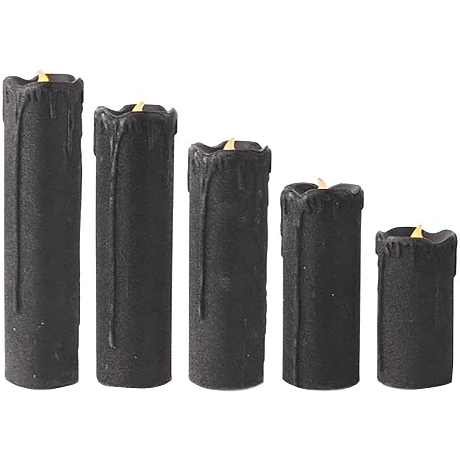 Set of 5 Black Glitter Resin LED Candles w/ Timers - Zinnias Gift Boutique