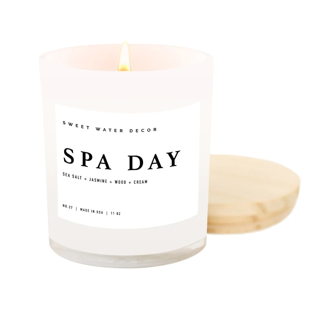 Spa Day Soy Candle | White Jar Candle - Zinnias Gift Boutique
