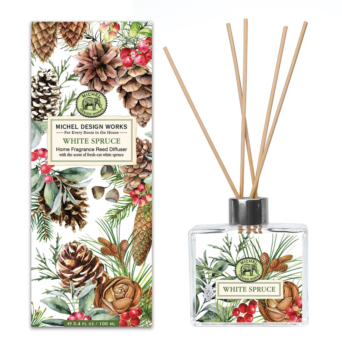 White Spruce Home Fragrance Reed Diffuser - Zinnias Gift Boutique