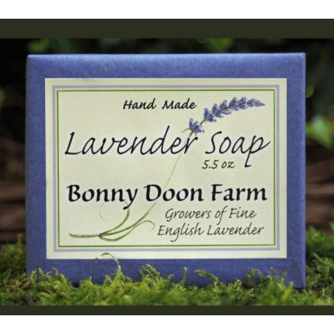 Lavender Bar Soap from Bonny Doon Farm with a smooth, rectangular soap bar featuring lavender scent and natural packaging.