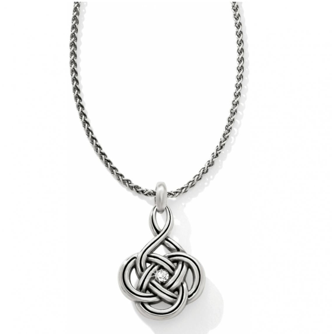 Brighton Interlok Petite Necklace featuring delicate chain and pendant with Brighton branding, elegant jewelry accessory.