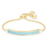 Jack Adjustable Gold Chain Bracelet in turquoise - Zinnias Gift Boutique