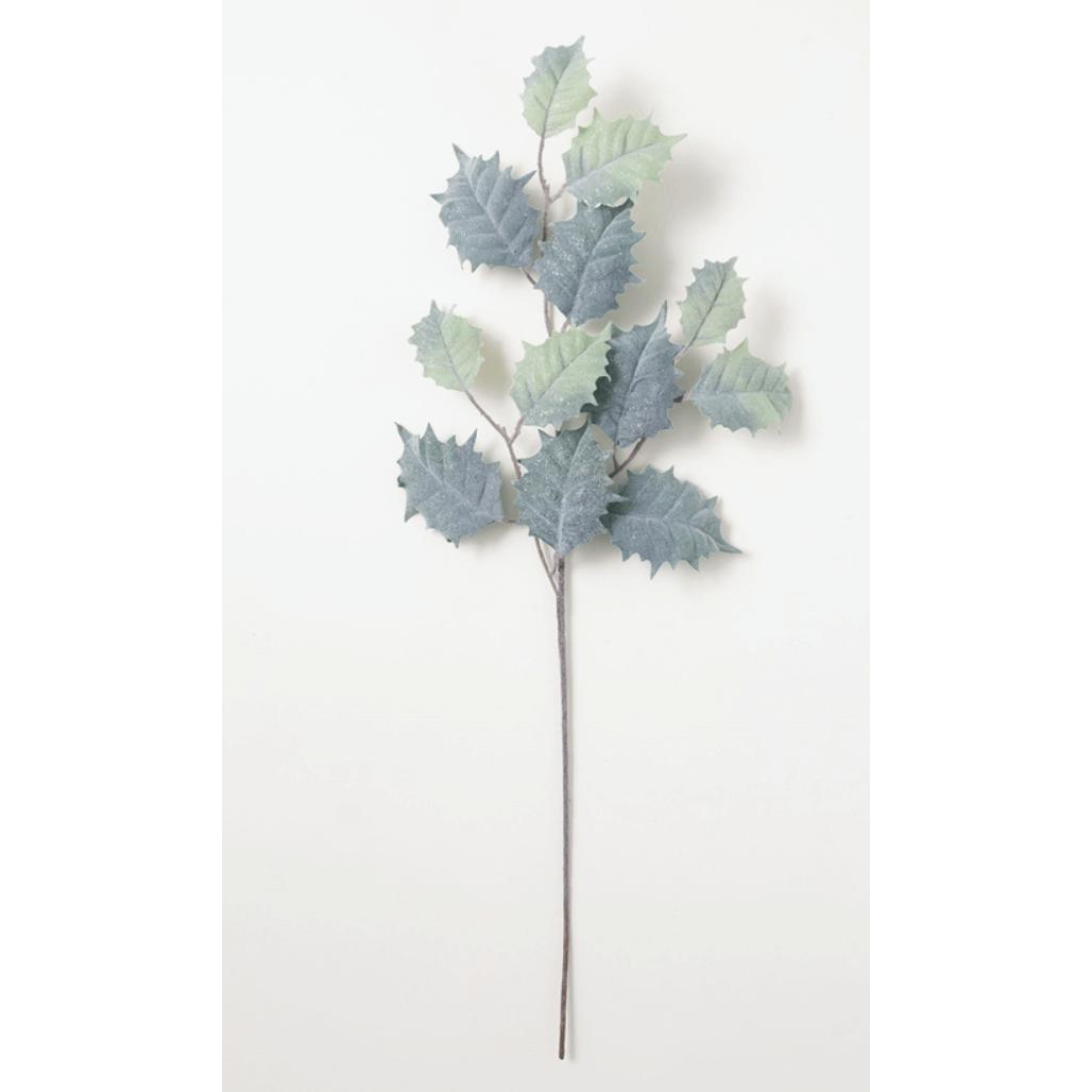 Flocked Holly Spray - Zinnias Gift Boutique