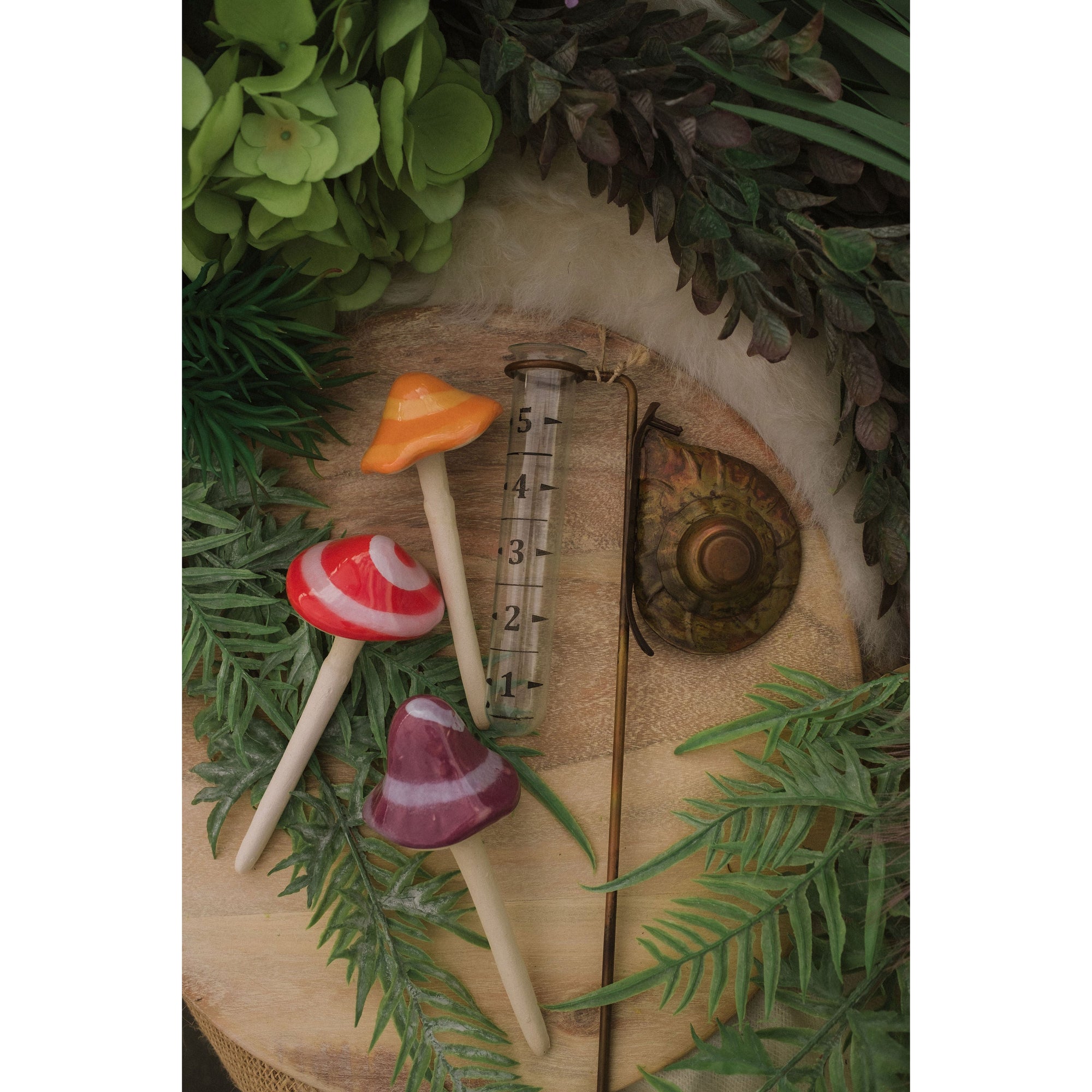 Ceramic glazed mushroom plant stake - Zinnias Gift Boutique