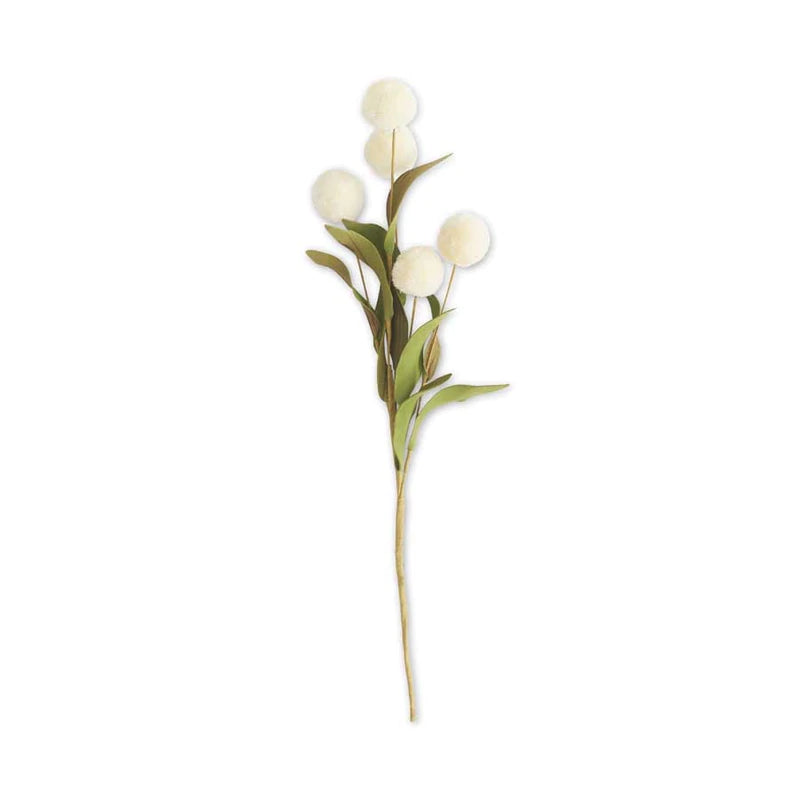 13 Inch 5 Ball Pompom Pick w Green Eva Leaves - Zinnias Gift Boutique