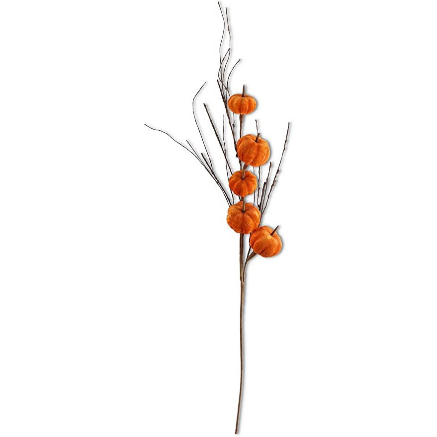38 Inch Orange Velvet Pumpkin Stem - Zinnias Gift Boutique