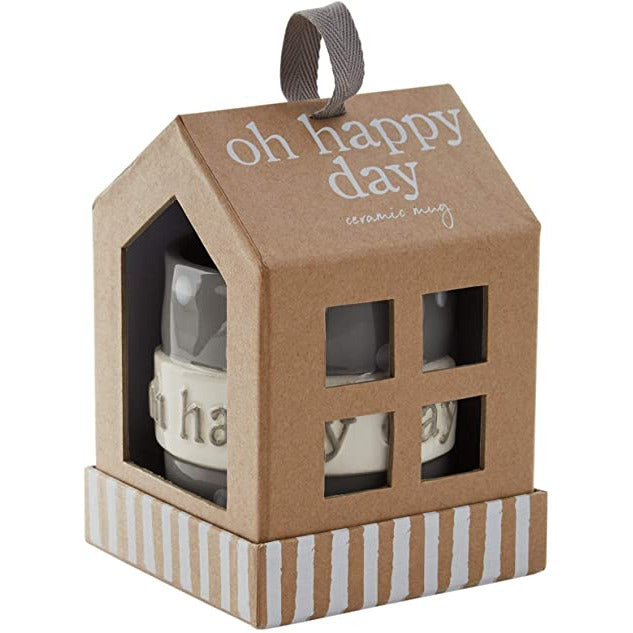 Mudpie Happy Day Mug, a cheerful holiday-themed ceramic mug with festive designs for seasonal celebrations.