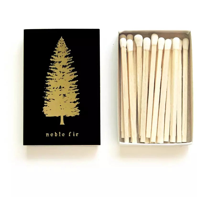 Noble Fir Tree Matchbox DG on Black - Zinnias Gift Boutique