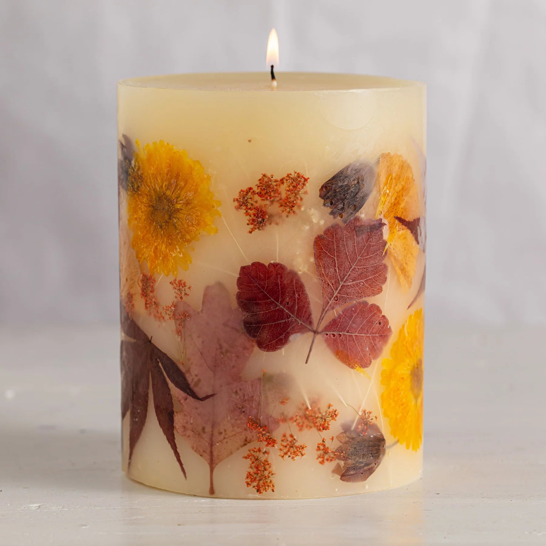Harvest Pumpkin Botanical Pillar - Zinnias Gift Boutique