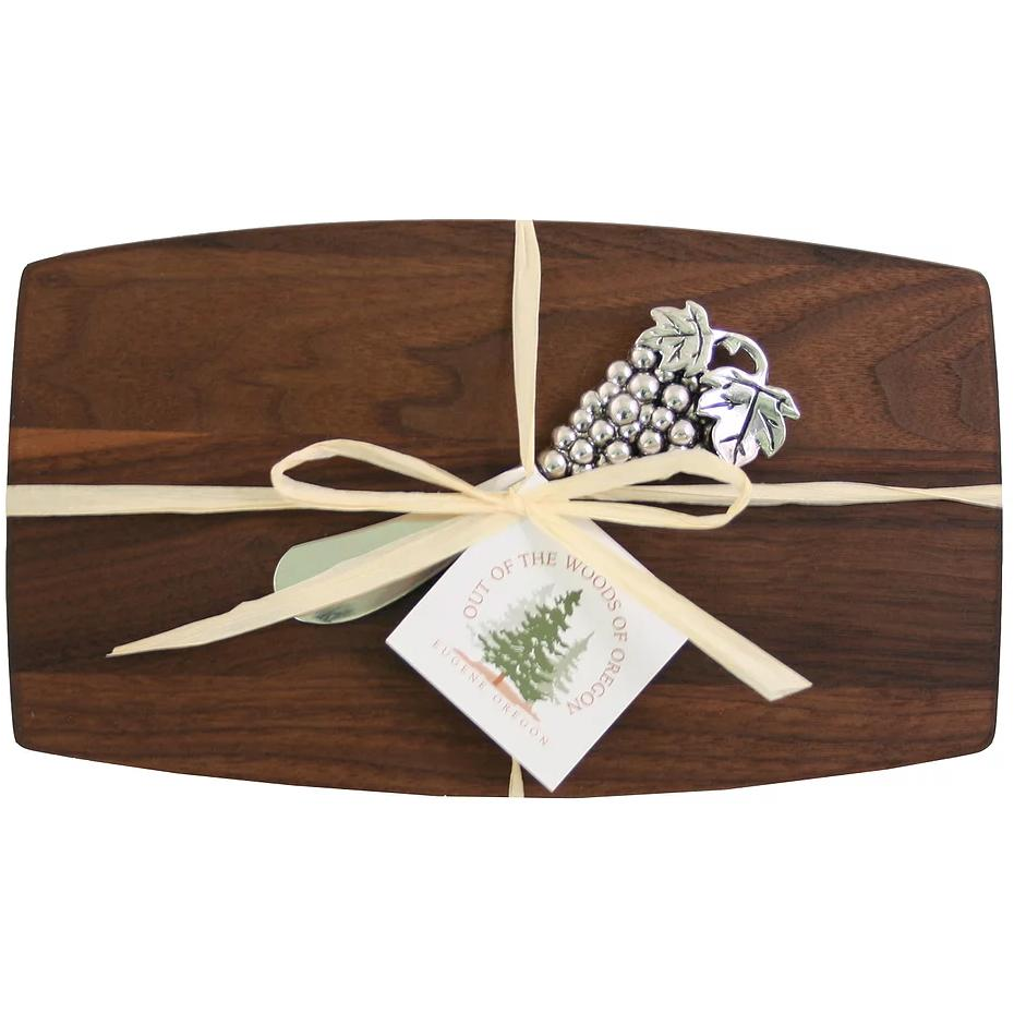 Walnut Pate Board With Metal Grapes Spreader - Zinnias Gift Boutique
