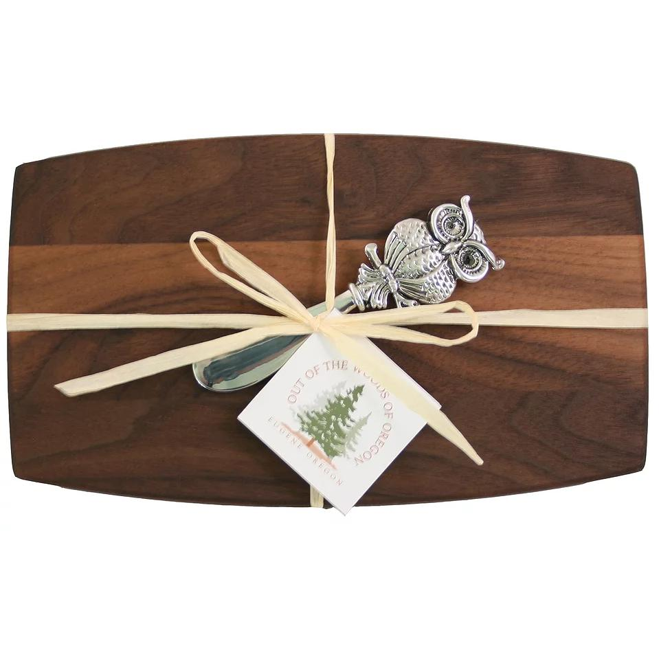 Walnut Pate Board With Metal Owl Spreader - Zinnias Gift Boutique