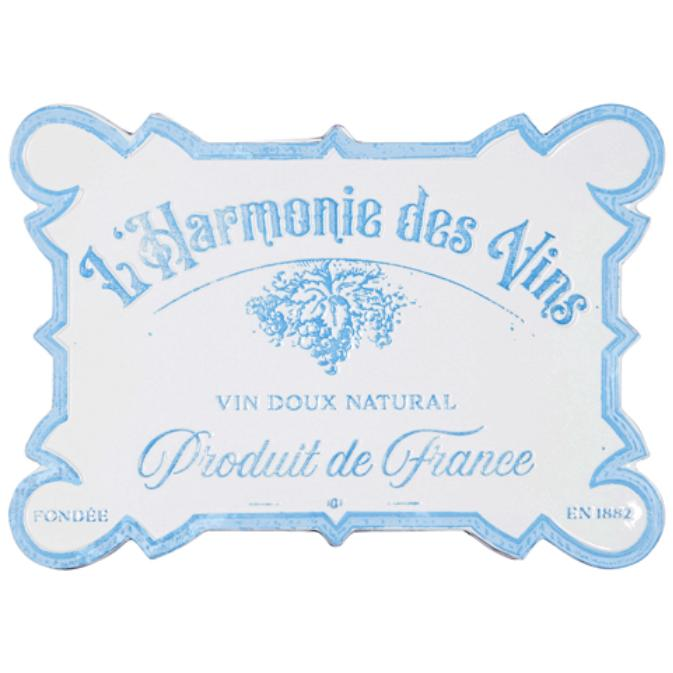 L'Harmonie des Vins Embossed Metal Wall Art - Zinnias Gift Boutique
